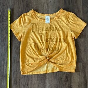 Disney Disneyland Graphic Cropped Twist Front T Shirt Top Yellow Size 2L